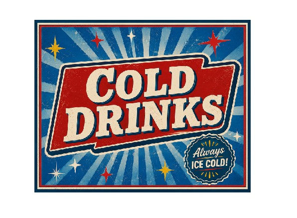 MS471 Vintage Style Metal Sign Cold Drinks