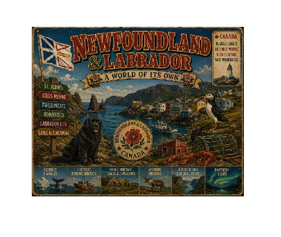 MS757 Vintage Style Metal Sign New Foundland