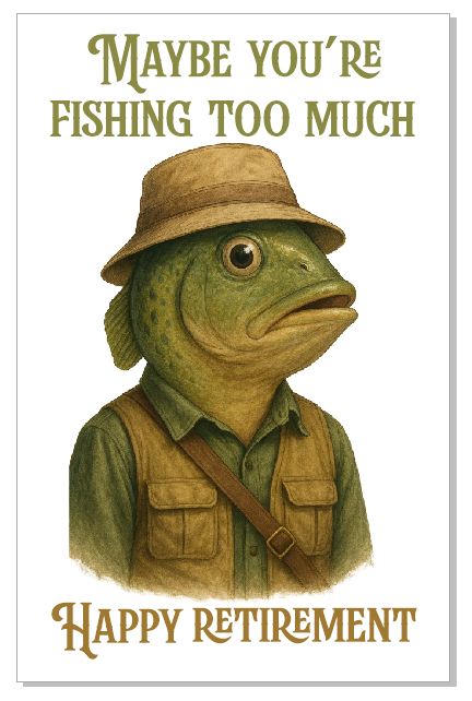 GC17 Fishing Too Much Funny Retirement Card Greeting Card
