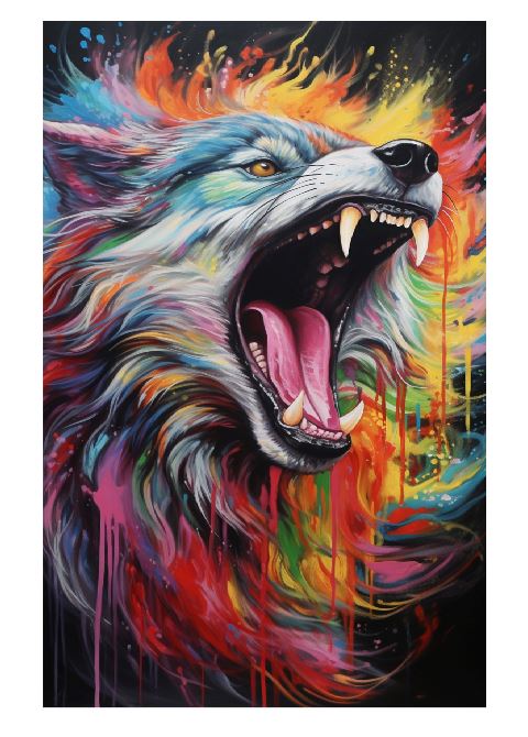 Colorful Wolf Wall Art (A221)