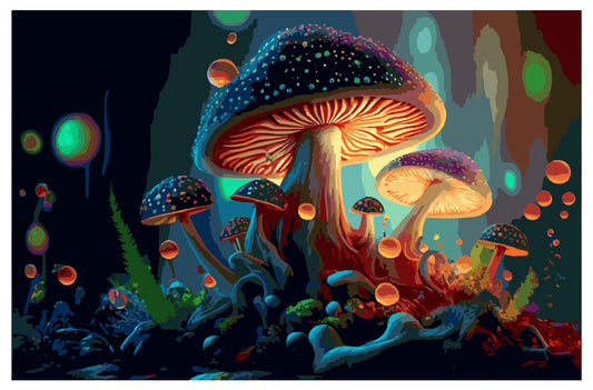Midnight Mushrooms Wall Art (A166)