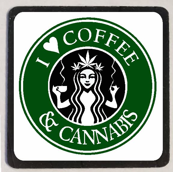 M240 I Love Coffee & Cannabis Refrigerator Magnet