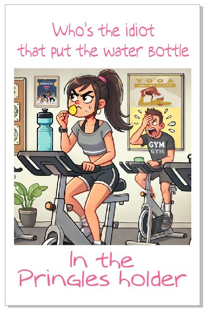 GC16 Water Bottle Pringles Holder Greeting Card