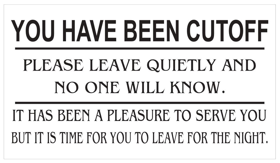 BC01 You Have Been Cutoff Bartender Business Card Pack of 50 cards
