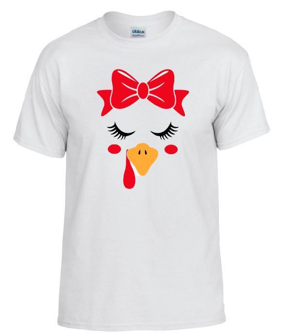 TS53 Turkey With Bow White T-Shirt