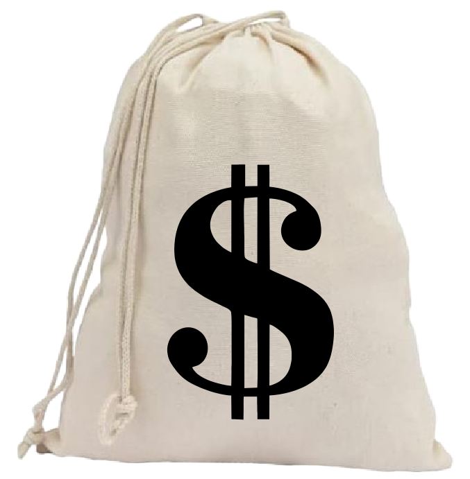 CB57 Coin Collector Canvas Bag Vintage Style Dollar Sign Bag Black