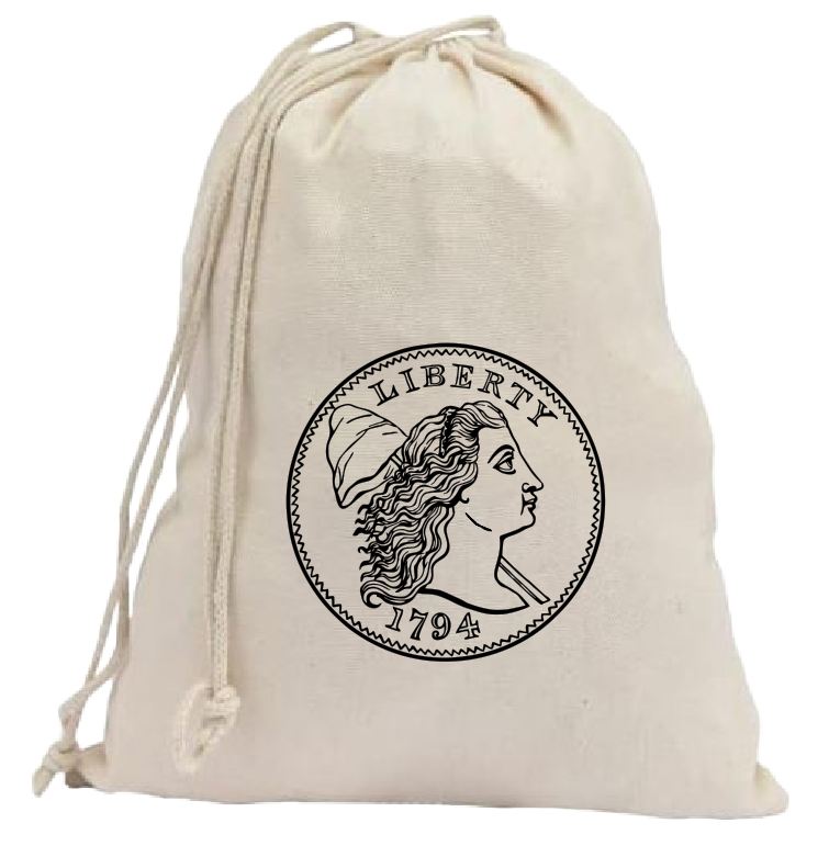 CB72 Coin Collector Bank Bag Liberty Cap Large Cent