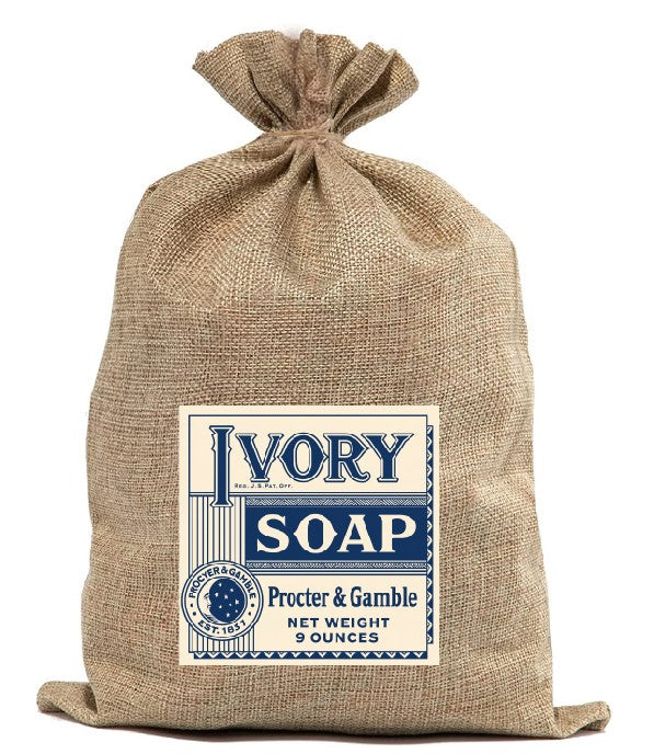 BUR35  Burlap Bag Vintage Style Bag Ivory Soap