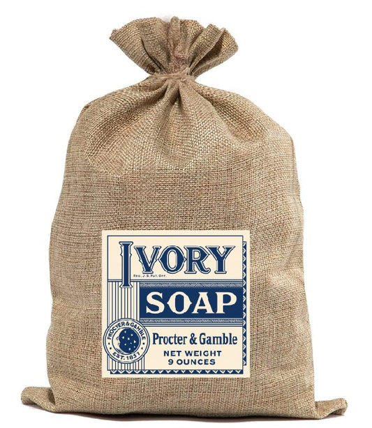 BUR35  Burlap Bag Vintage Style Bag Ivory Soap