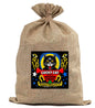 BUR33 Burlap Bag Vintage Style Bag Lucky Cat Incense