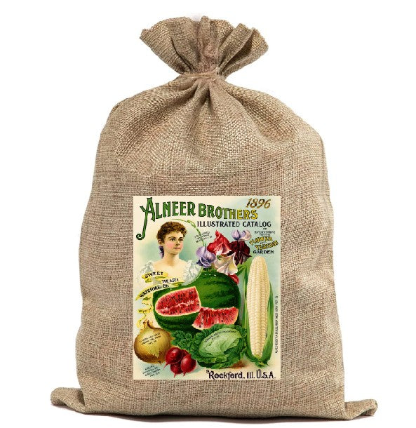 BUR106  Burlap Bag Vintage Style Bag Garden Seeds