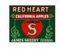 MS139 Crate Label Vintage Style Sign Metal Wall Deco Apples Red Heart