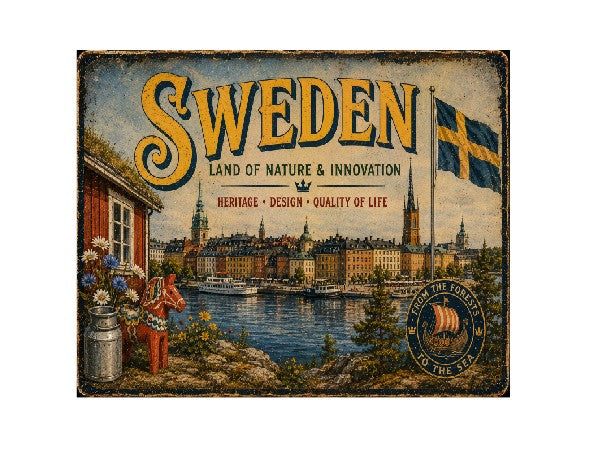MS682 Vintage Style Metal Sign Sweden