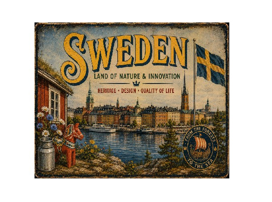 MS682 Vintage Style Metal Sign Sweden