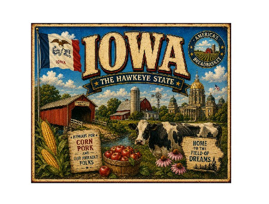 MS609 Vintage Style Metal Sign Iowa