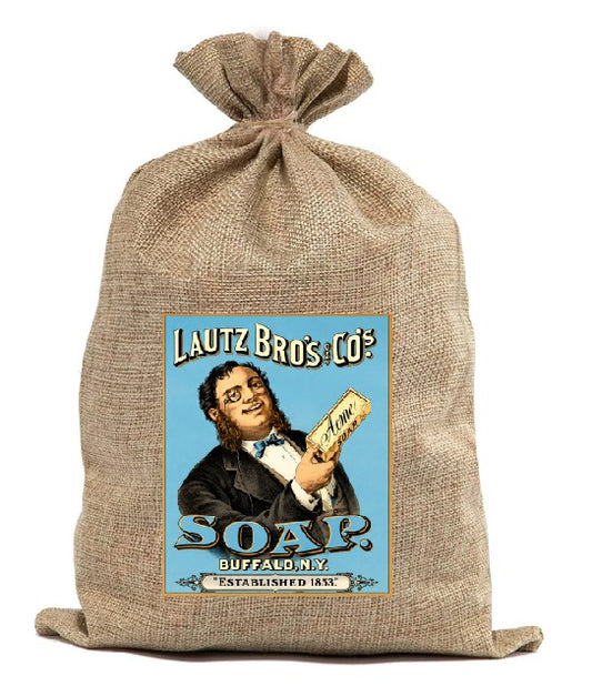 BUR58  Burlap Bag Vintage Style Bag Soap Lautz Bros