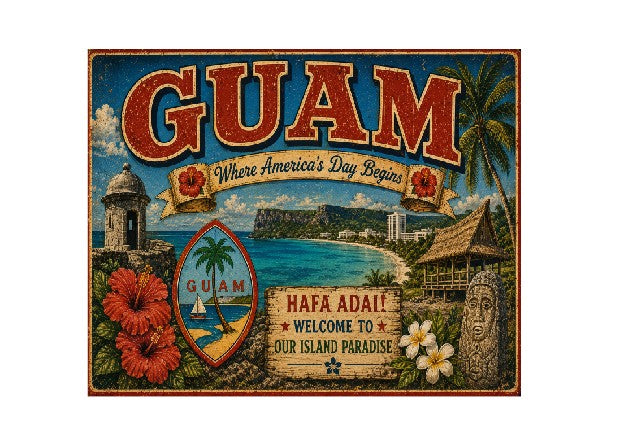 MS668 Vintage Style Metal Sign Guam