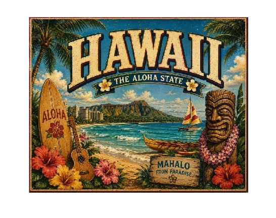 MS603 Vintage Style Metal Sign Hawaii