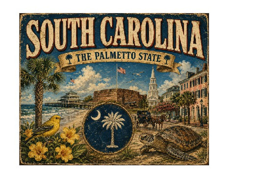 MS647 Vintage Style Metal Sign South Carolina