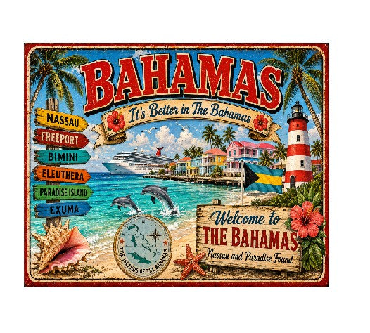 MS676 Vintage Style Metal Sign Bahamas