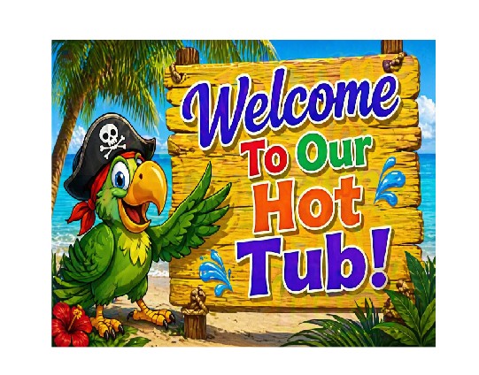 MS252 Vintage Style Metal Sign Hot Tub