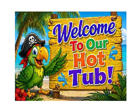 MS252 Vintage Style Metal Sign Hot Tub