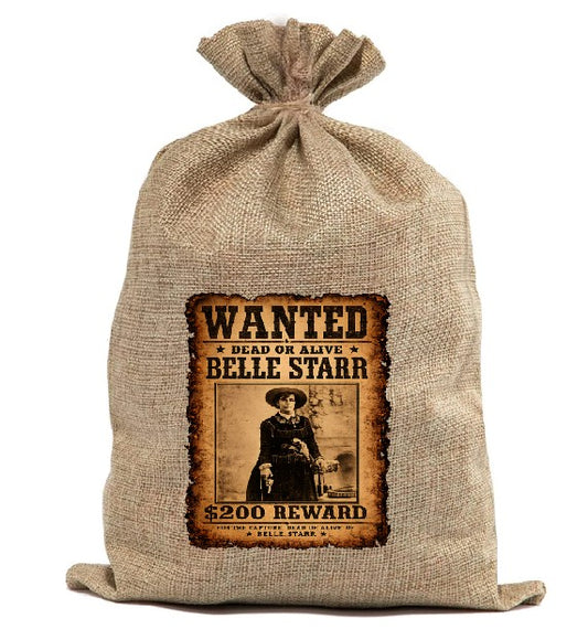 BUR75 Burlap Bag Vintage Style Bag Wanted Belle Starr