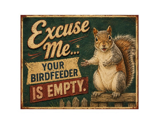 MS799 Vintage Style Metal Sign Funny Squirrel Sign