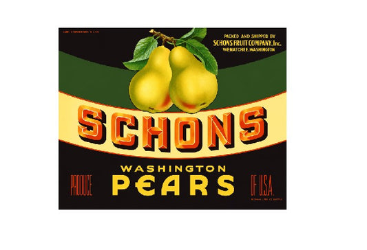 MS138 Crate Label Vintage Style Sign Metal Wall Deco Pears Washington Schons