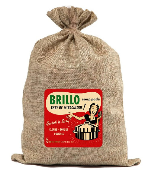 BUR62 Burlap Bag Vintage Style Bag Brillo Soap