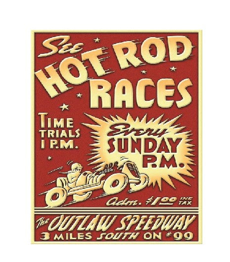 MS243 Vintage Style Metal Sign Hot Rod Races