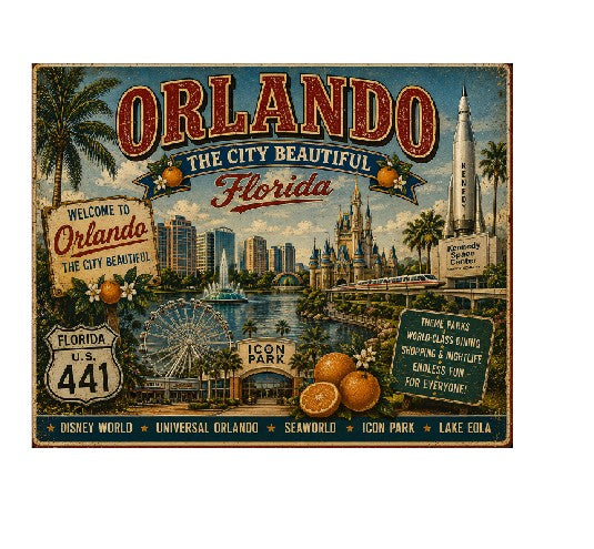 MS764 Vintage Style Metal Sign Orlando Florida