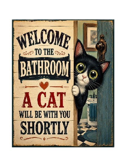 MS791 Vintage Style Metal Sign Funny Cat Sign