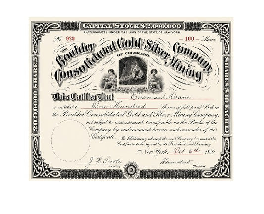 MS333 Vintage Style Metal Sign Mining Company Stocks Boulder Consolidated