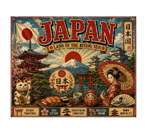 MS730 Vintage Style Metal Sign Japan