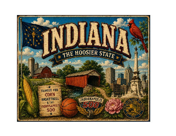 MS607 Vintage Style Metal Sign Indiana