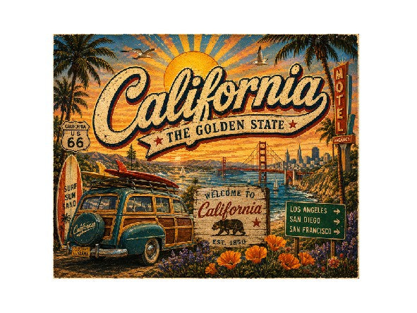 MS594 Vintage Style Metal Sign California