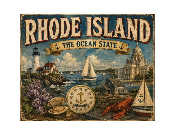 MS645 Vintage Style Metal Sign Rhode Island
