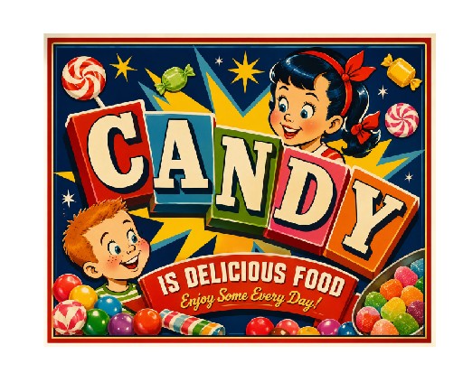 MS432 Vintage Style Metal Sign Candy Sign