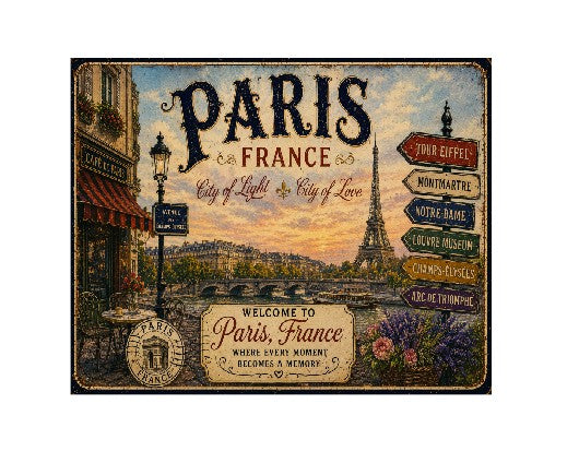 MS675 Vintage Style Metal Sign Paris