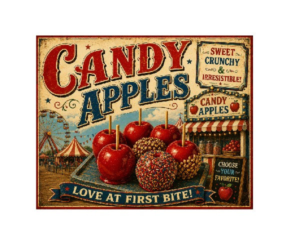 MS720 Vintage Style Metal Sign Candy Apples