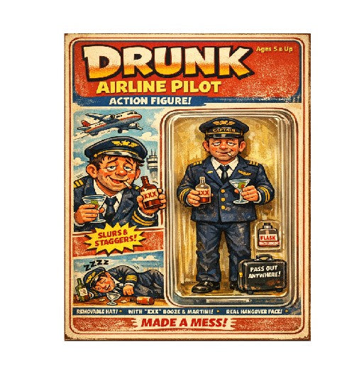 MS351 Retro Style Funny Metal Sign The Drunk Airline Pilot