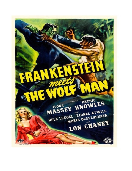 Vintage Style Metal Sign Horror Film Frankenstein Meets the Wolf Man MS906