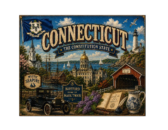 MS597 Vintage Style Metal Sign Connecticut