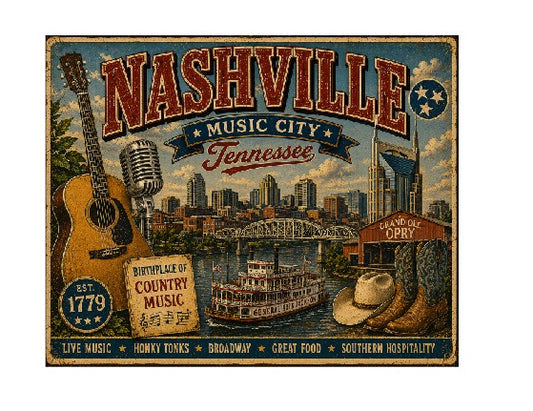 MS762 Vintage Style Metal Sign Nashville