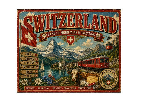 MS705 Vintage Style Metal Sign Switzerland