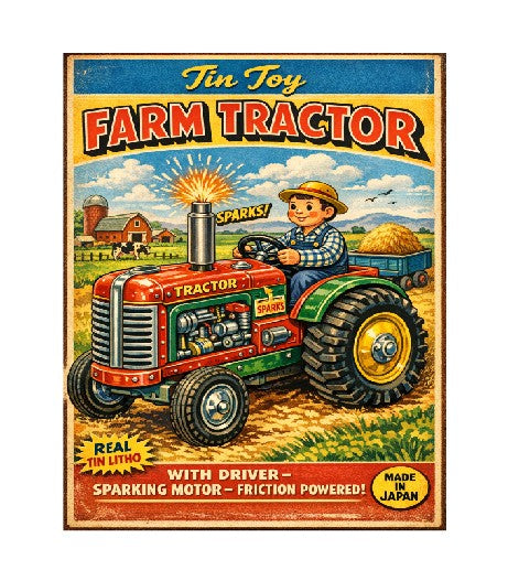 MS208  Vintage Style Tin Toy Metal Sign Farm Tractor