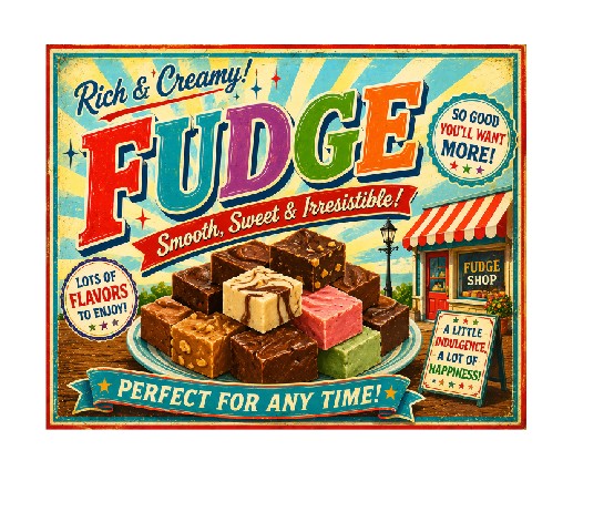 MS689 Vintage Style Metal Sign Fudge