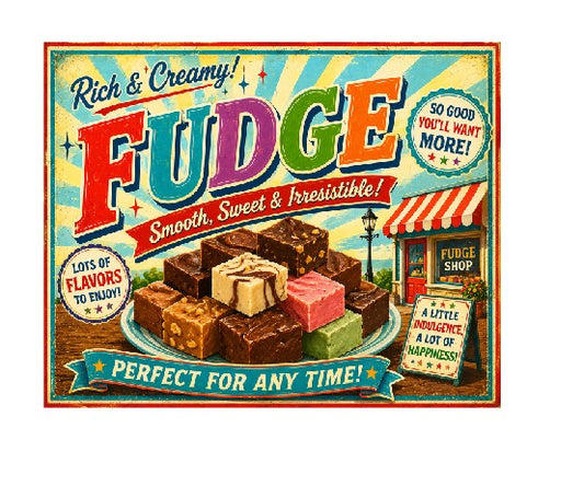 MS689 Vintage Style Metal Sign Fudge