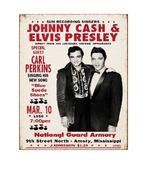 MS239 Vintage Style Metal Sign Johnny and Elvis